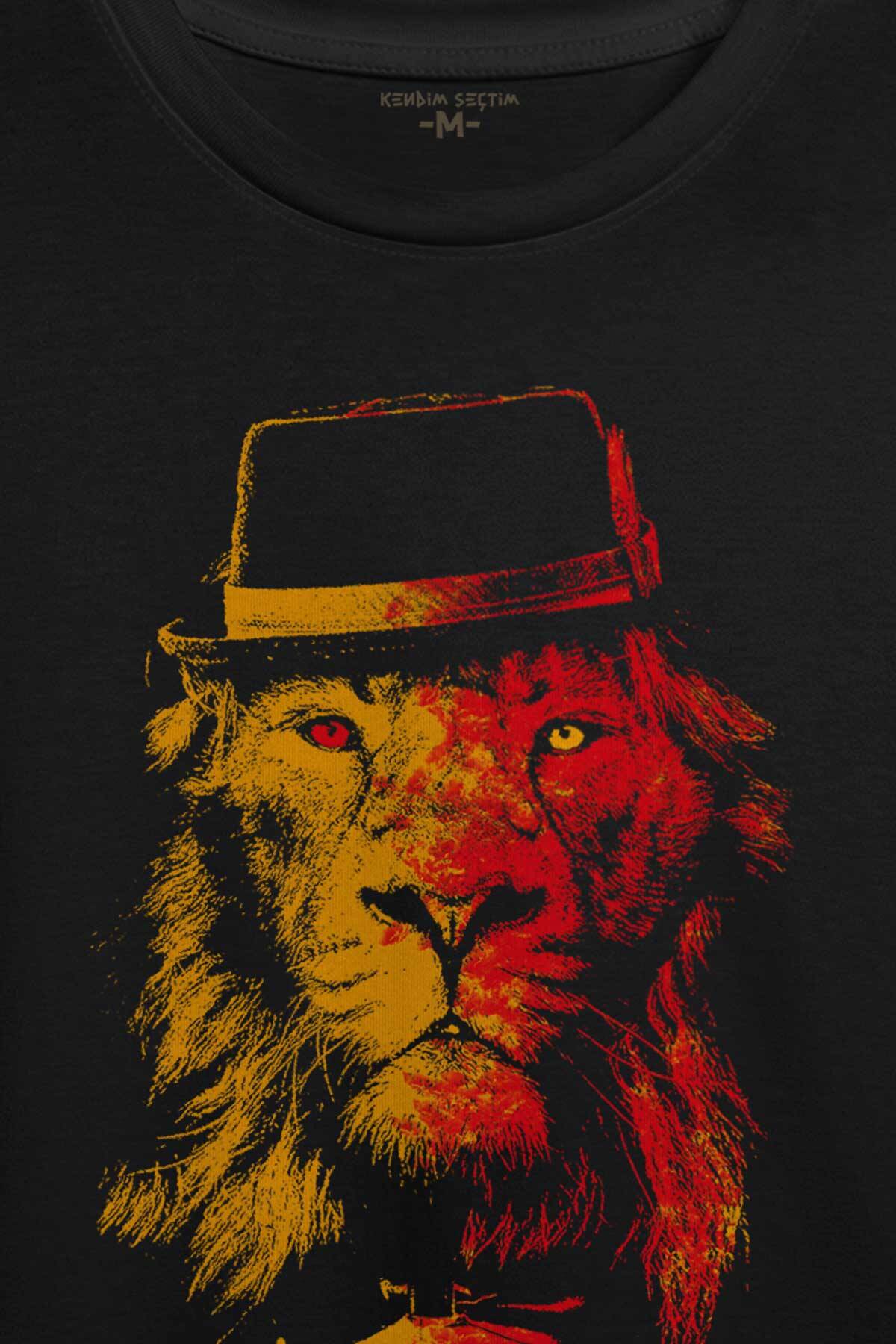 Suit Up Takım Elbiseli Aslan Modern Kıravat Arslan Baskılı Tişört Unisex T-shirt (1)