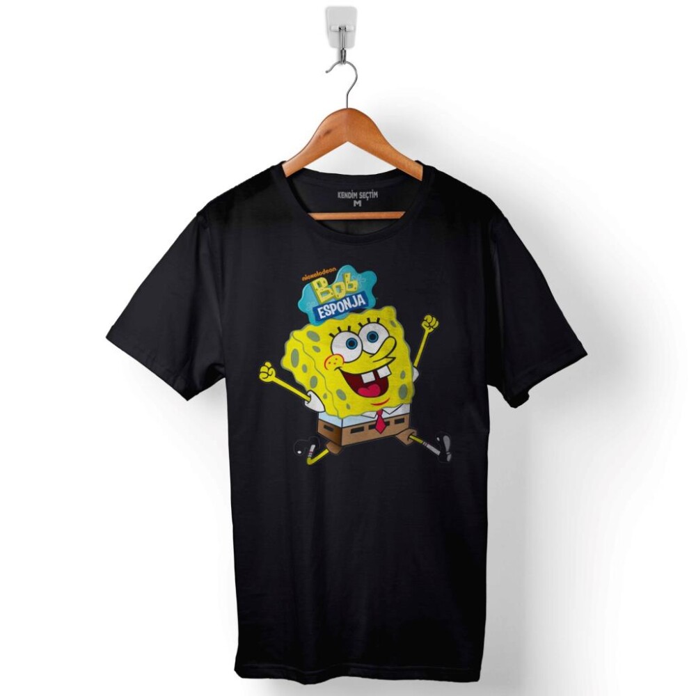 Sunger Bob Esponya Baskılı Tişört Unisex T-Shirt - 1
