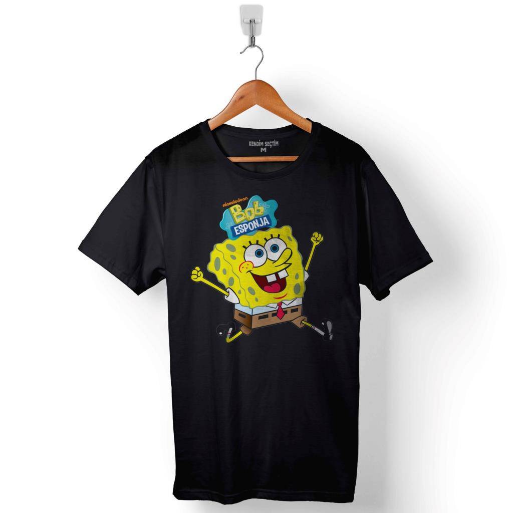 Sunger Bob Esponya Baskılı Tişört Unisex T-Shirt - 1