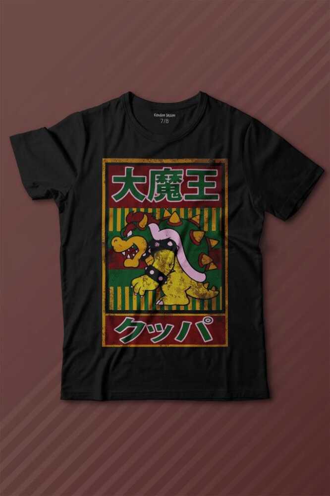 Super Mario Bowser Japanese Poster Baskılı Tişört Çocuk T-shirt - 1