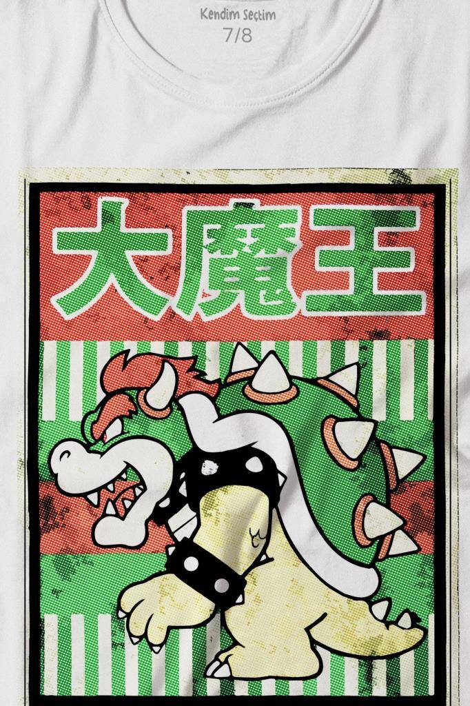 Super Mario Bowser Japanese Poster Baskılı Tişört Çocuk T-shirt - 2