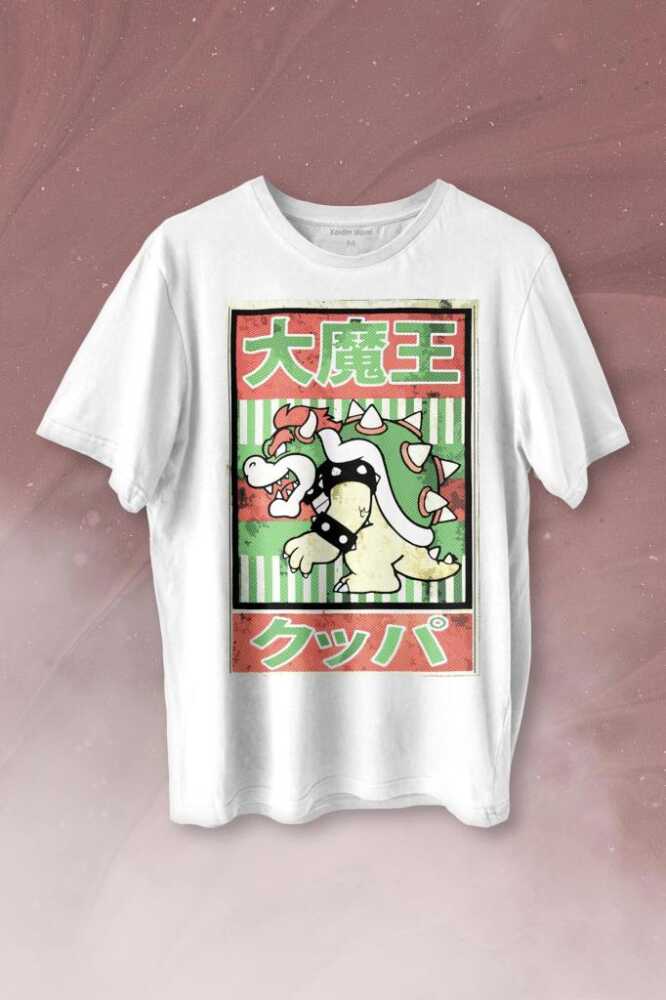 Super Mario Bowser Japanese Poster Baskılı Tişört Unisex T-shirt - 1