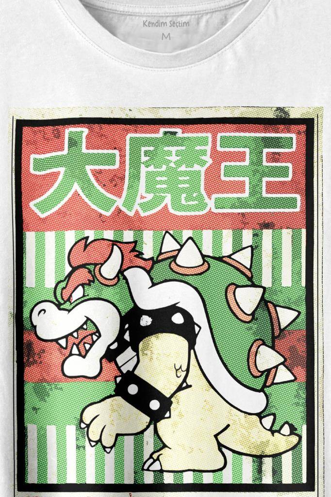 Super Mario Bowser Japanese Poster Baskılı Tişört Unisex T-shirt (1)