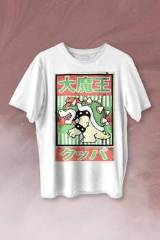 Super Mario Bowser Japanese Poster Baskılı Tişört Unisex T-shirt - 1