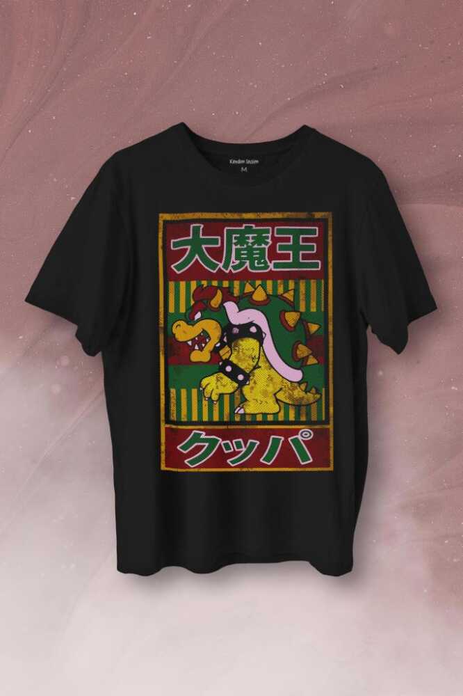 Super Mario Bowser Japanese Poster Baskılı Tişört Unisex T-Shirt - 1