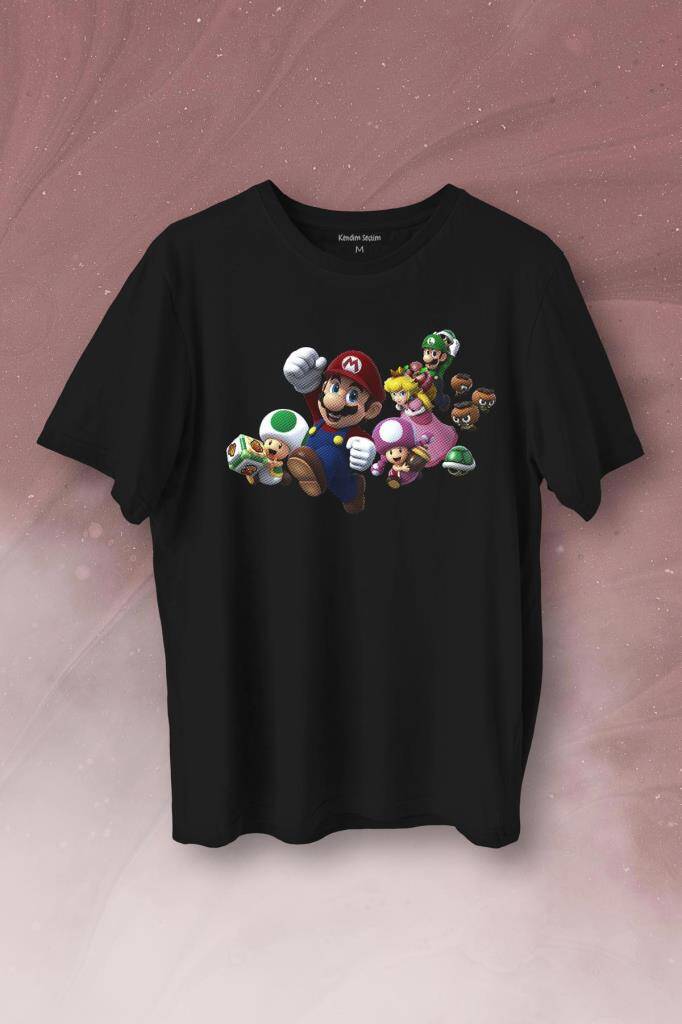Super Mario Party Star Rush Baskılı Tişört Unisex T-Shirt - 1