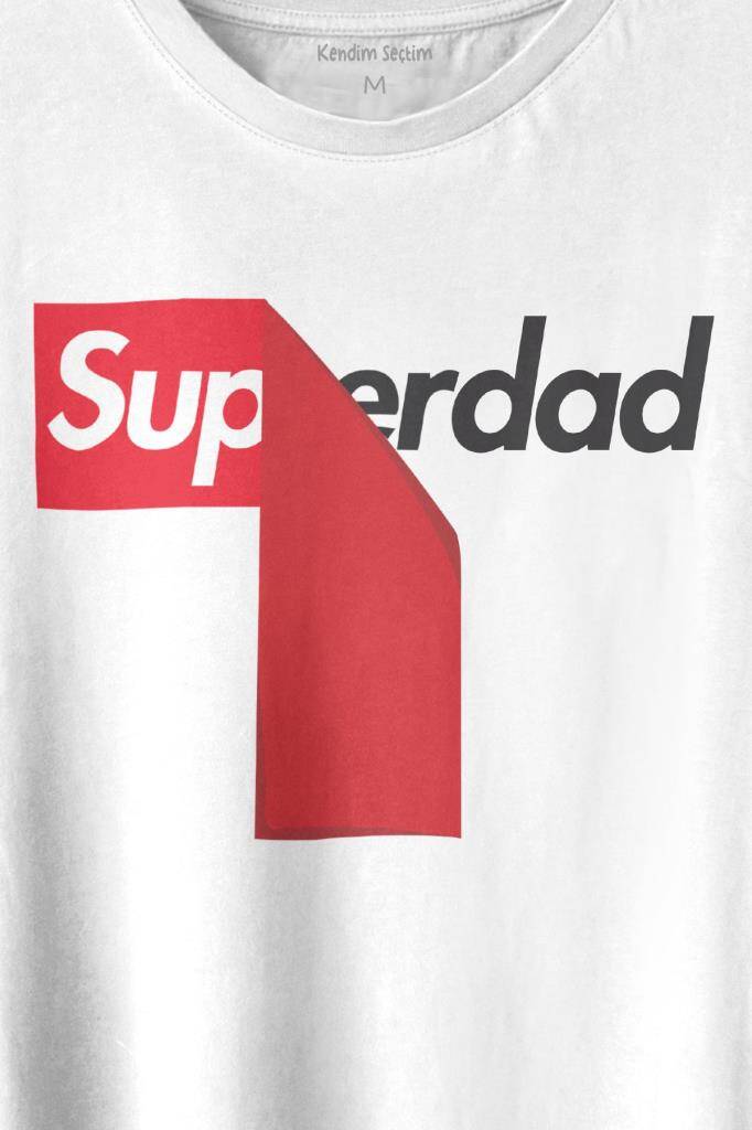 Superdad Etiket Süper Baba Baskılı Tişört Unisex T-shirt (1)