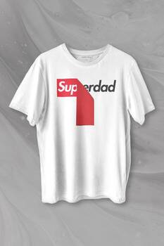 Superdad Etiket Süper Baba Baskılı Tişört Unisex T-shirt - 1