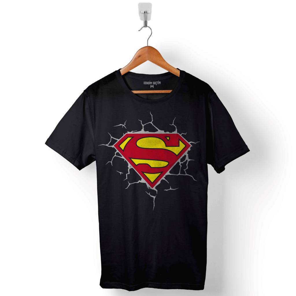 Superman Super Man Logo 3 Boyutlu Baskılı Tişört Unisex T-Shirt - 1