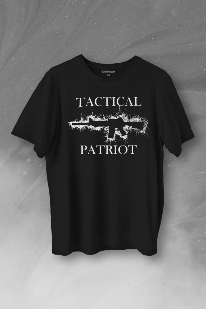 Tactical Patriot Military Tüfek Silüeti Baskılı Tişört Unisex T-Shirt - 1