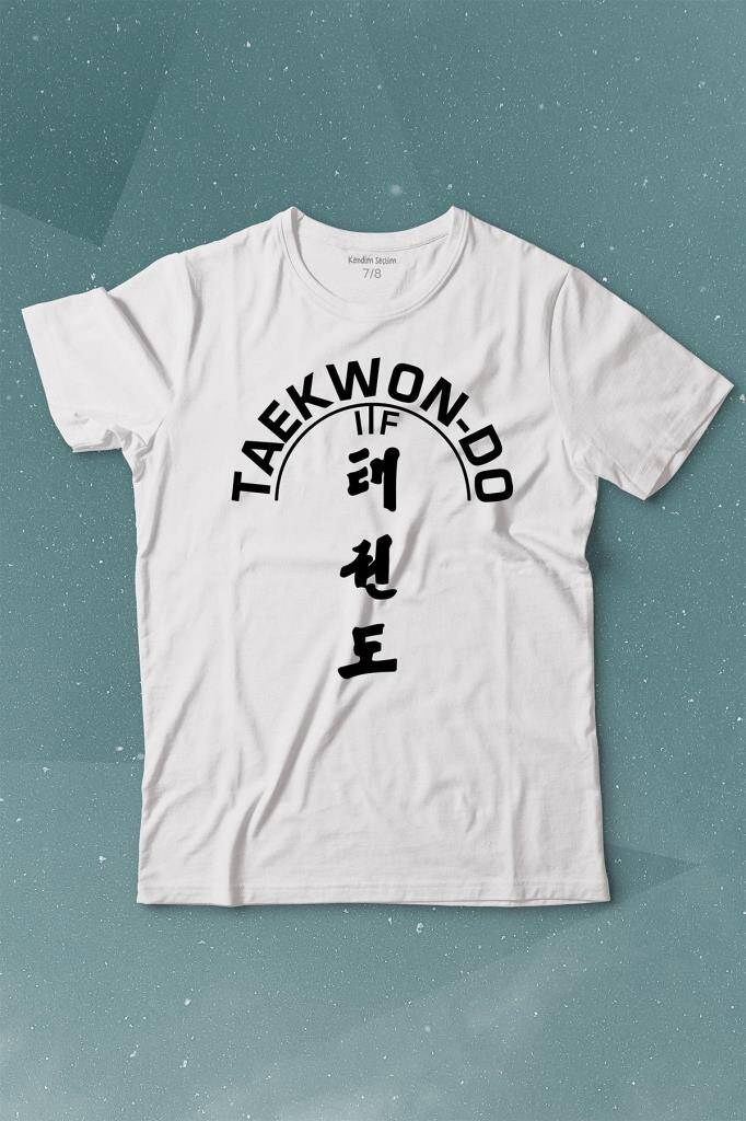 Taekwondo Tekvando Taekwon-Do Dövüşçü Baskılı Tişört Çocuk T-shirt - 1