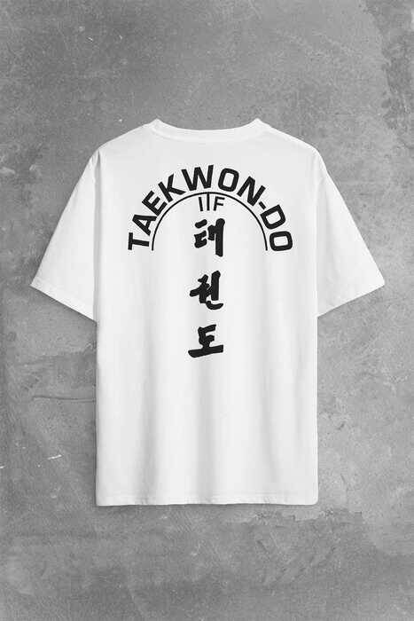 Taekwondo Tekvando Taekwon-Do Dövüşçü Sırt Ön Baskılı Oversize Tişört Unisex T-Shirt - 1