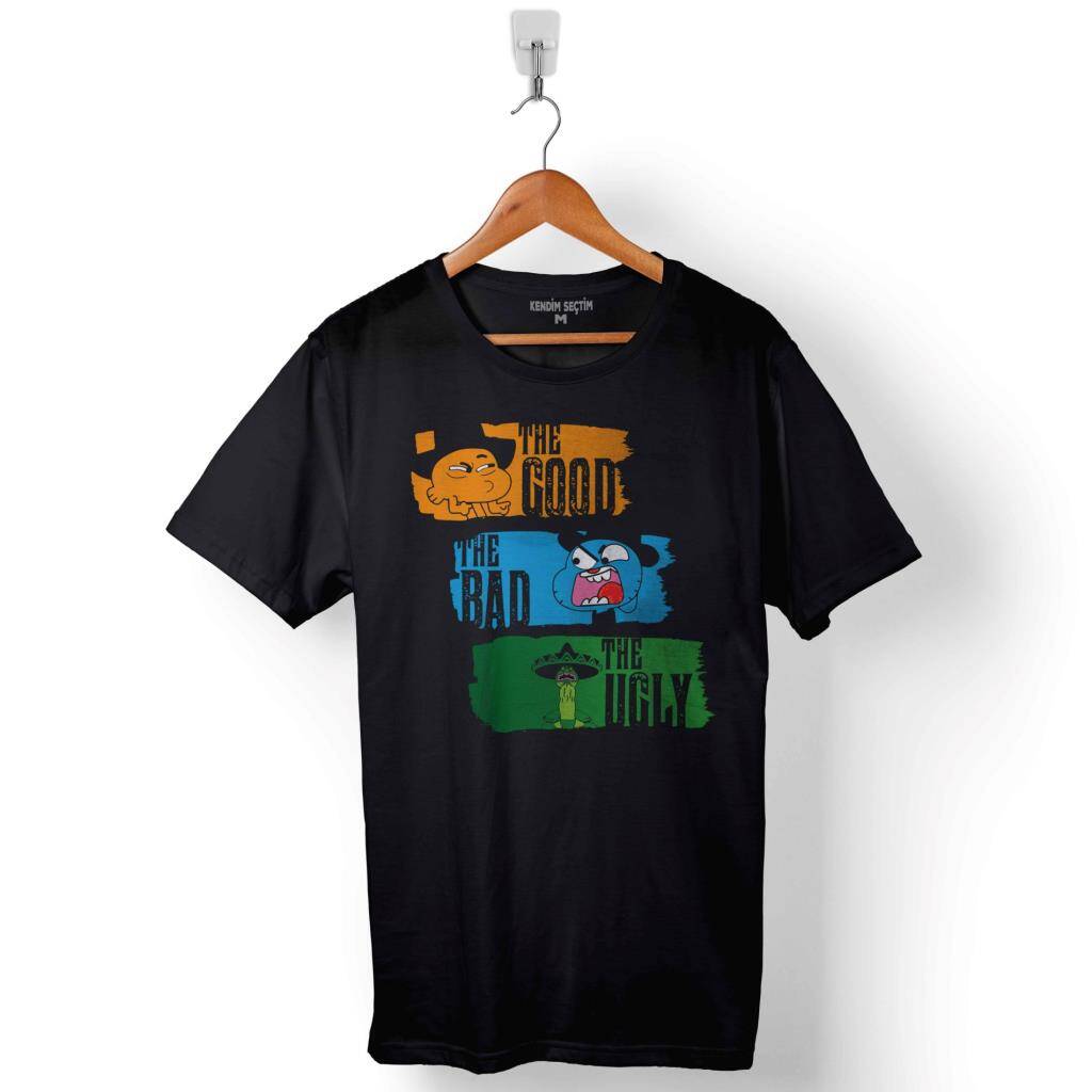 The Amazing World Of Gumball Good Bad Ugly Baskılı Tişört Unisex T-Shirt - 1