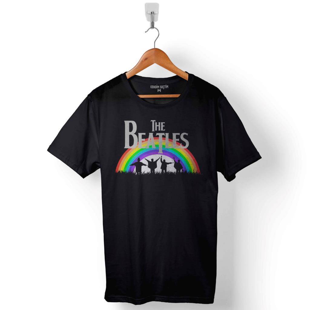 The Beatles Gökkuşağı Logo Abbey Road At Crosley Baskılı Tişört Unisex T-Shirt - 1
