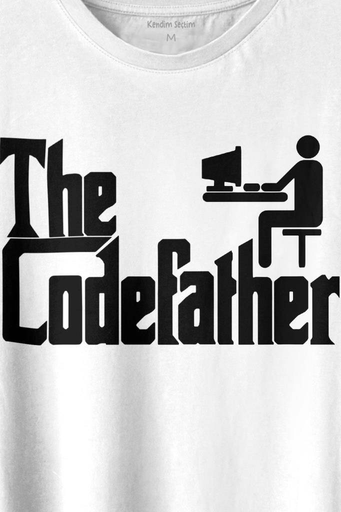 The Codefather Godfather Bilgisayar Code Korsan Hacker Yazılımcı Baskılı Tişört Unisex T-shirt (1)