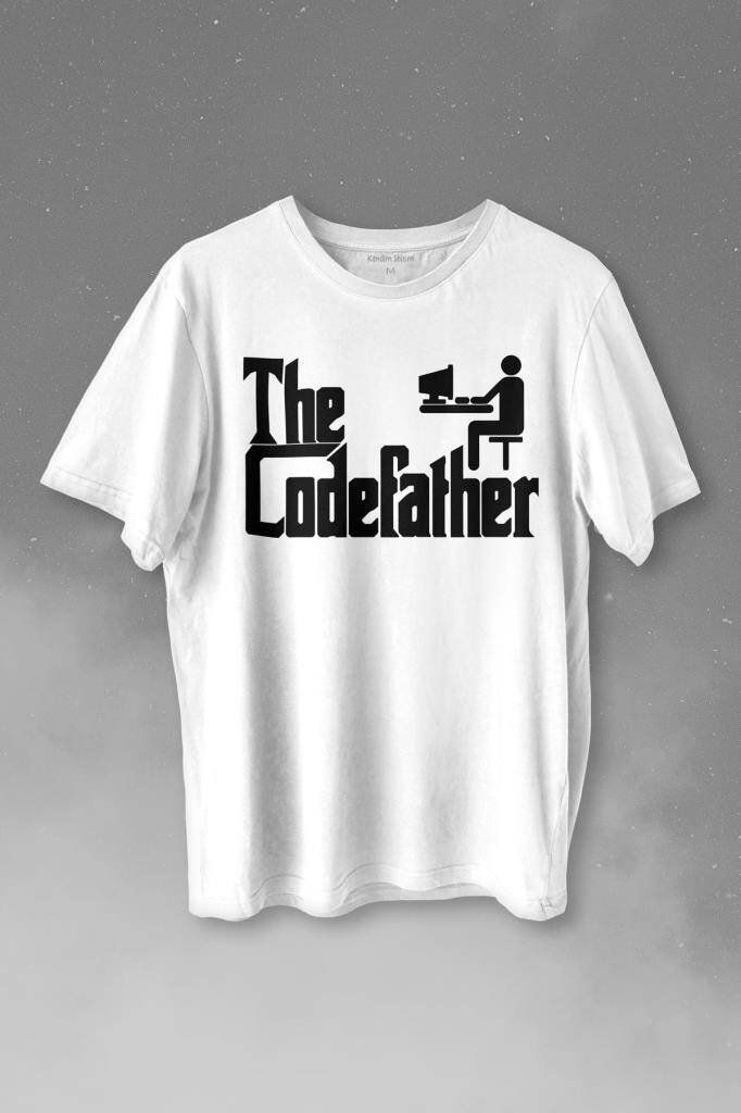 The Codefather Godfather Bilgisayar Code Korsan Hacker Yazılımcı Baskılı Tişört Unisex T-shirt - 1