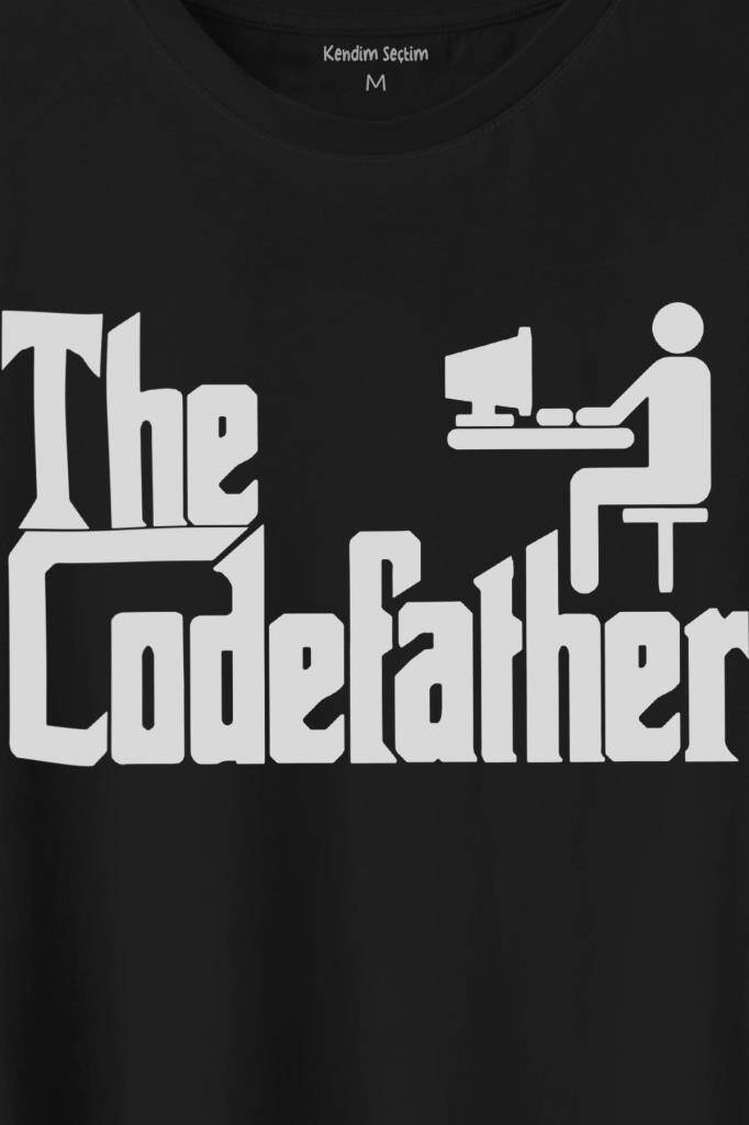 The Codefather Godfather Bilgisayar Code Korsan Hacker Yazılımcı Baskılı Tişört Unisex T-Shirt (1)