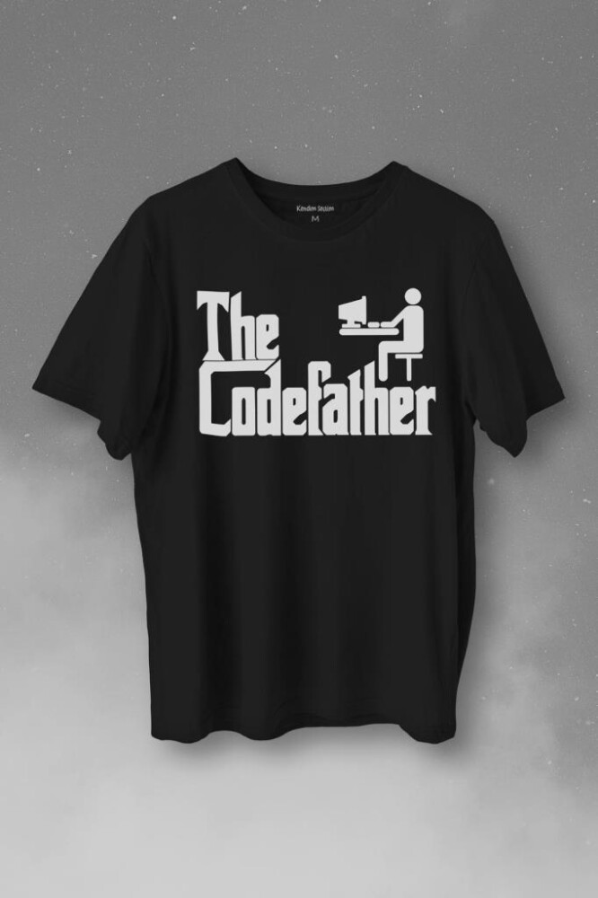 The Codefather Godfather Bilgisayar Code Korsan Hacker Yazılımcı Baskılı Tişört Unisex T-Shirt - 1