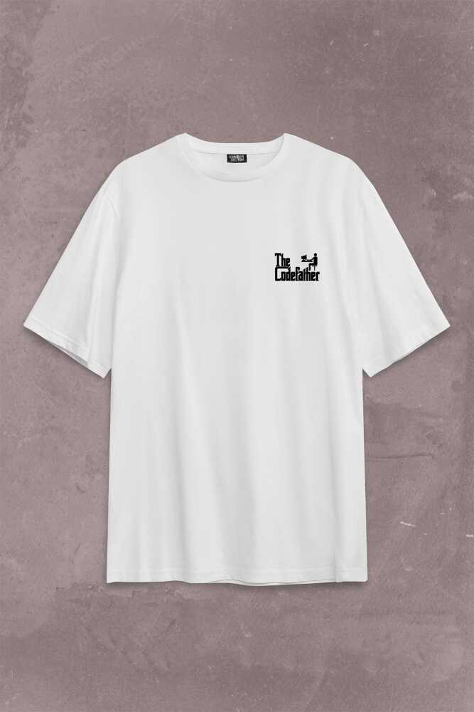 The Codefather Godfather Bilgisayar Code Korsan Hacker Yazılımcı Sırt Ön Baskılı Oversize Tişört Unisex T-Shirt - 2