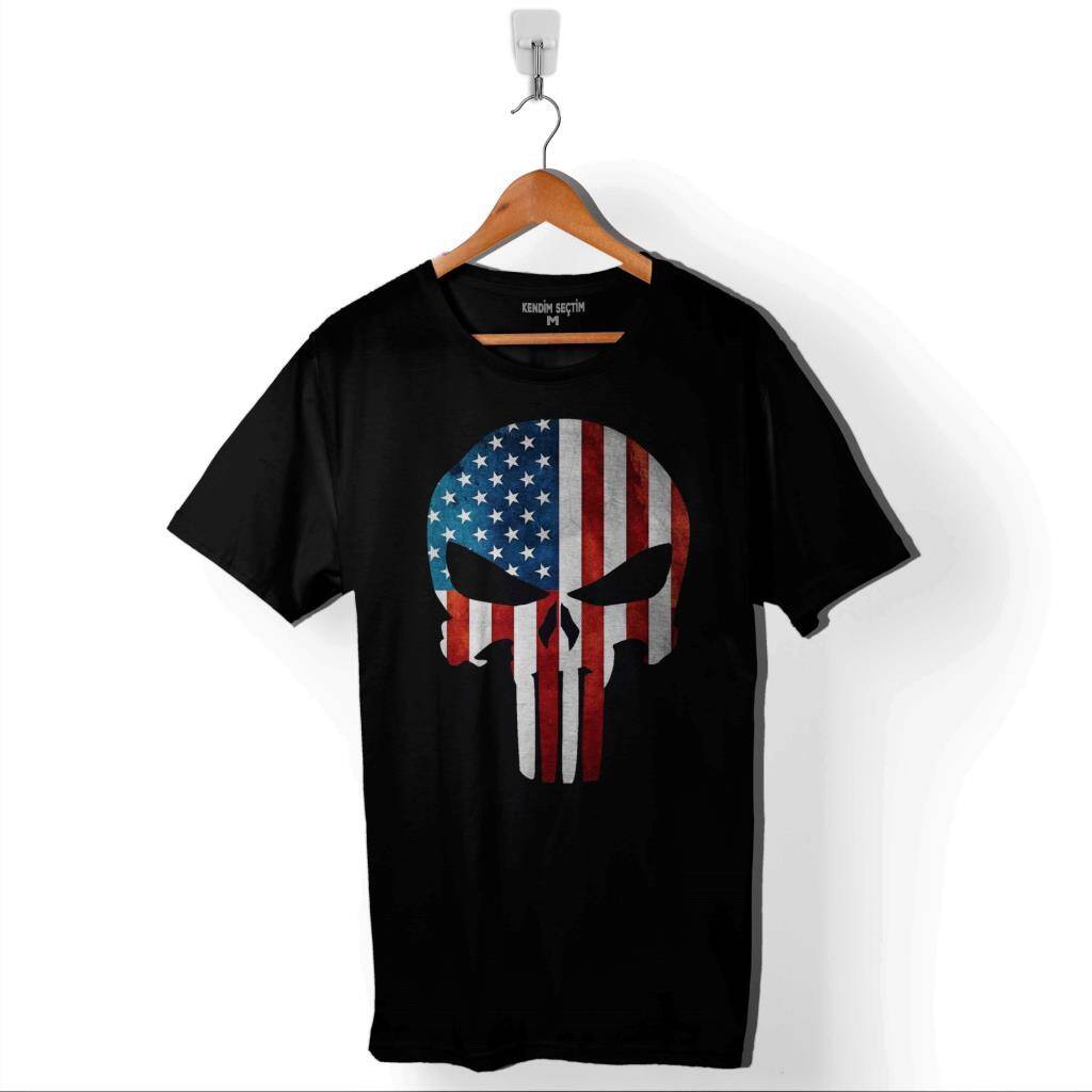 The Crazy Punisher Cezalandırıcı Frank Castle Baskılı Tişört Unisex T-Shirt - 1