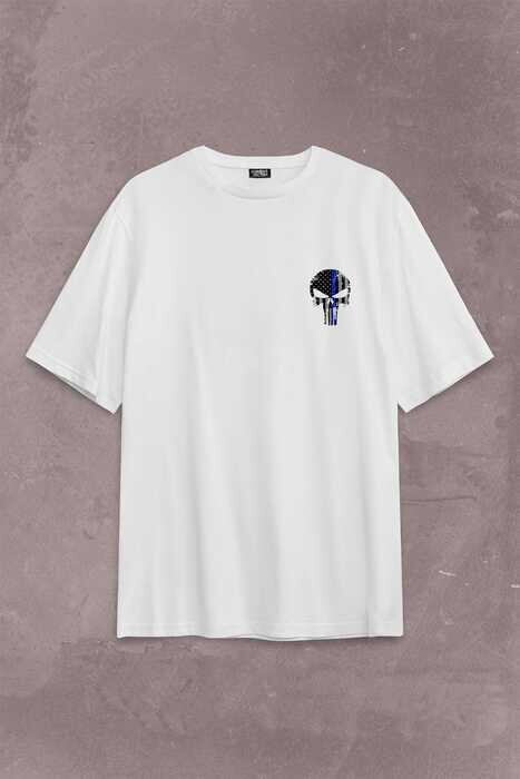 The Crazy Punisher Cezalandırıcı Frank Castle Sırt Ön Baskılı Oversize Tişört Unisex T-Shirt - 1