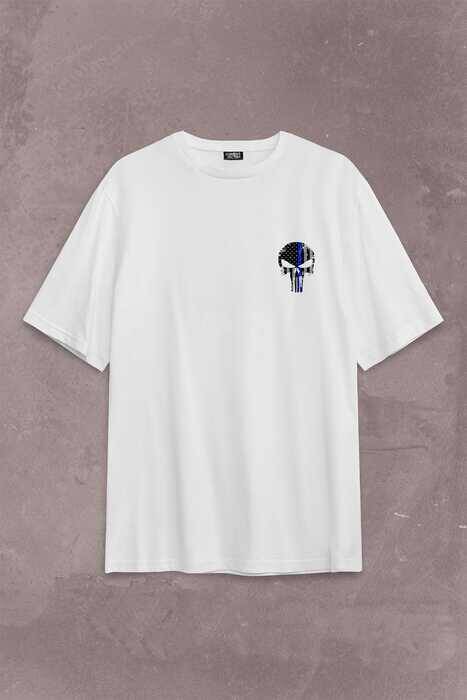 The Crazy Punisher Cezalandırıcı Frank Castle Sırt Ön Baskılı Oversize Tişört Unisex T-Shirt - 1