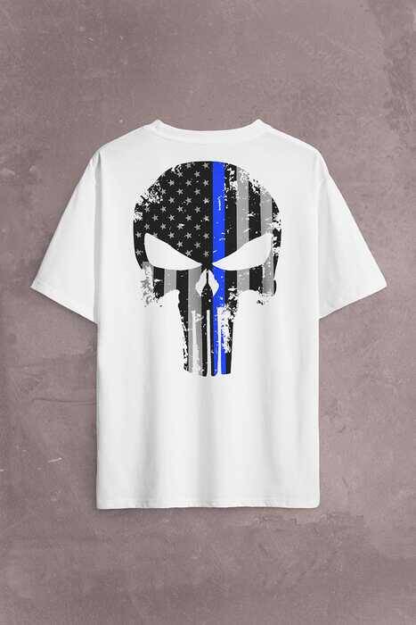 The Crazy Punisher Cezalandırıcı Frank Castle Sırt Ön Baskılı Oversize Tişört Unisex T-Shirt - 2