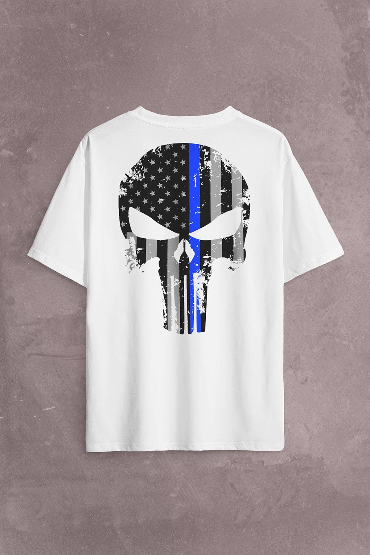 The Crazy Punisher Cezalandırıcı Frank Castle Sırt Ön Baskılı Oversize Tişört Unisex T-Shirt - 2