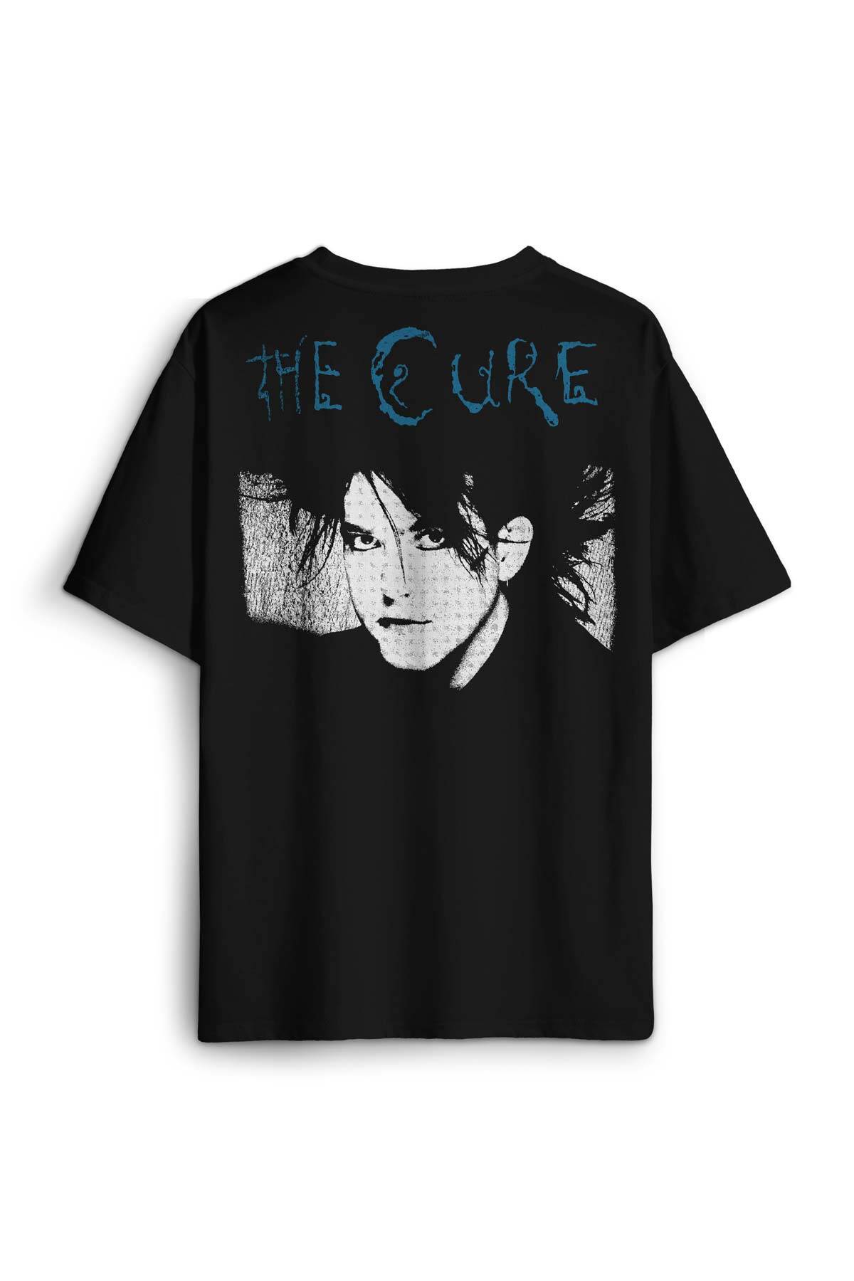 The Cure Robert Smith Vintage Retro Rock Music Müzik Baskılı Oversize T-shirt Siyah Unisex Tişört - 1