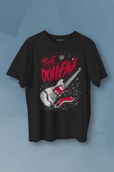 The Dollfins Müzik Şarkı Band Gitar Baskılı Siyah T-shirt Unisex Tişört