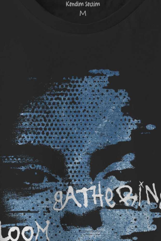 The Face Gathering Gloom Y2K Streetwear Baskılı Tişört Siyah T-shirt - 2