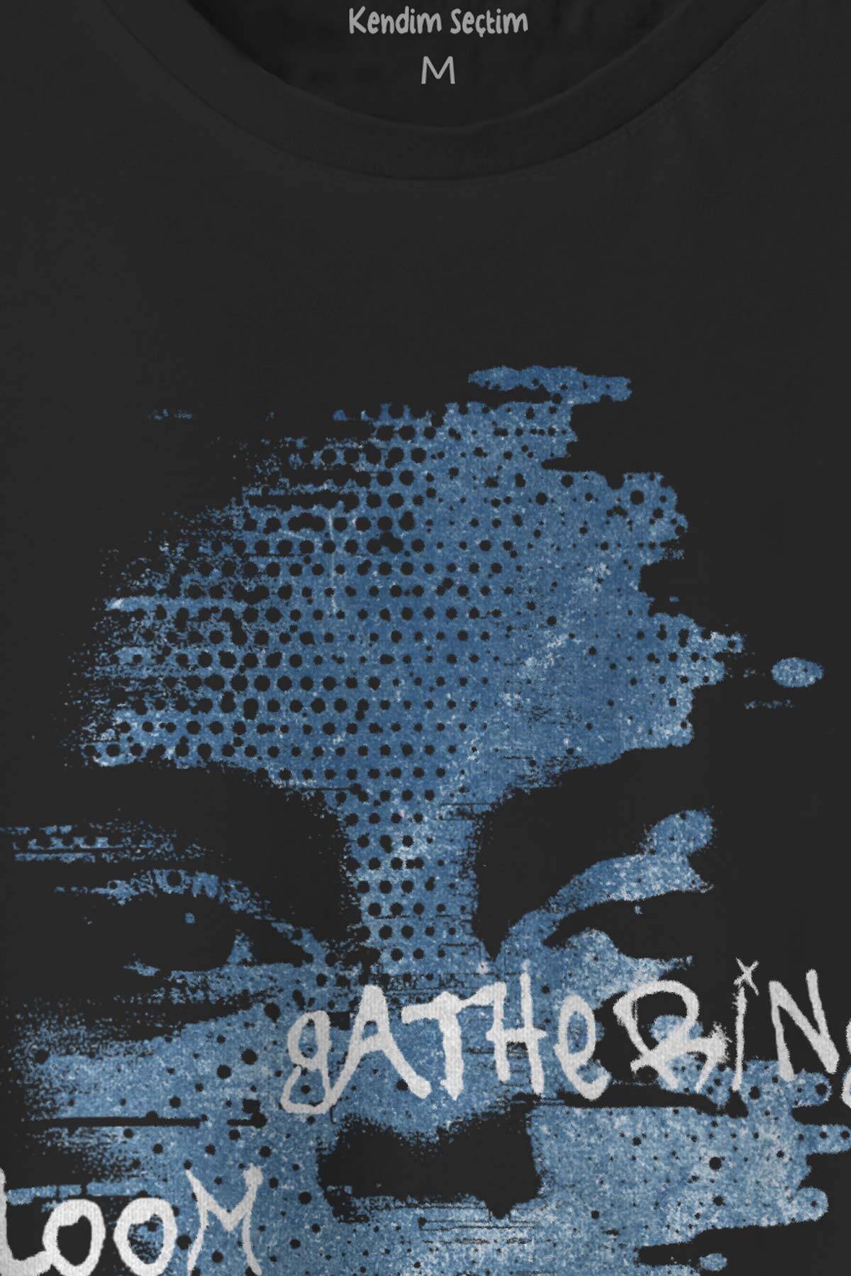 The Face Gathering Gloom Y2K Streetwear Baskılı Tişört  Siyah T-shirt  (1)