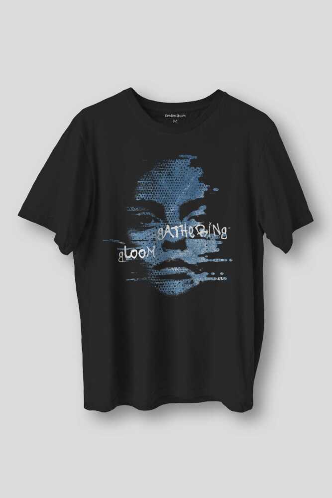 The Face Gathering Gloom Y2K Streetwear Baskılı Tişört  Siyah T-shirt  - 1