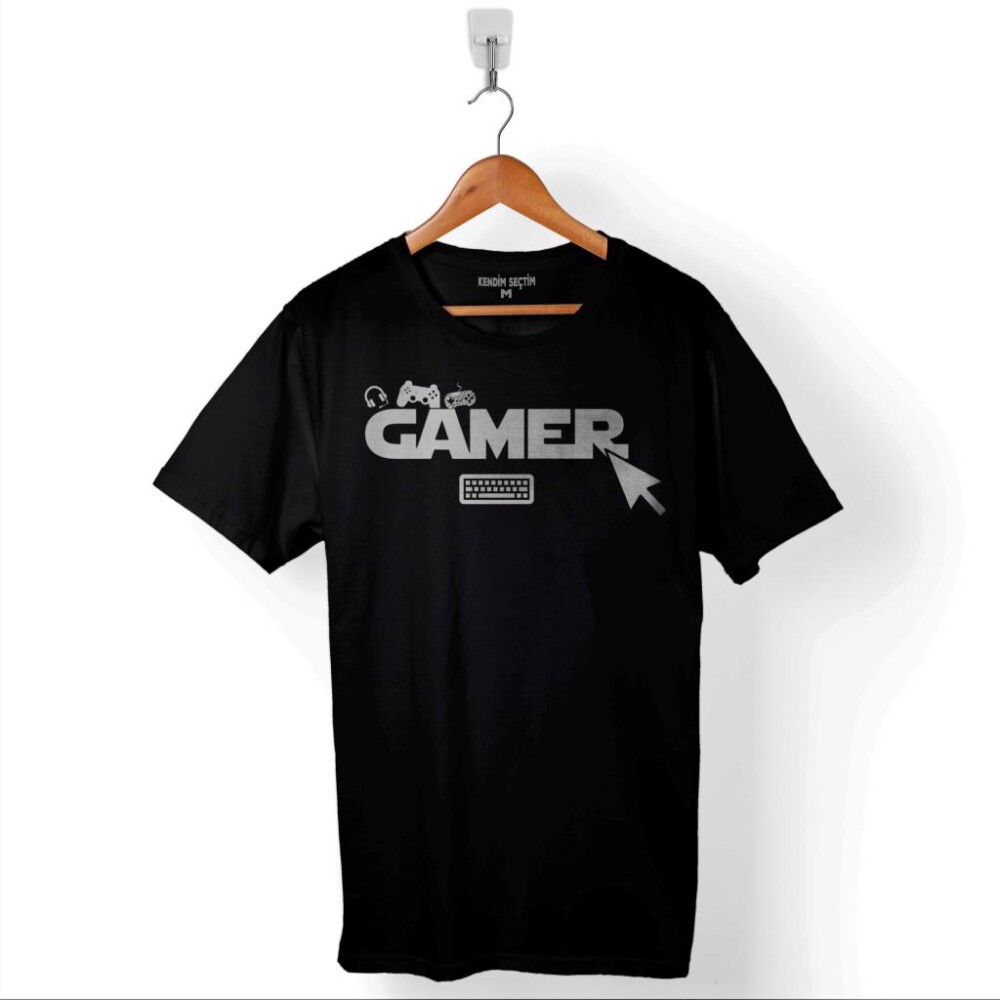 The Gamer Bilgisayar Online Oyuncu Player Baskılı Tişört Unisex T-Shirt - 1