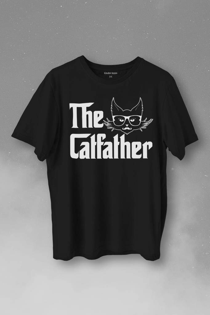 The Godfather Cat Father Catfather Baba Kedi Baskılı Tişört Unisex T-Shirt - 1