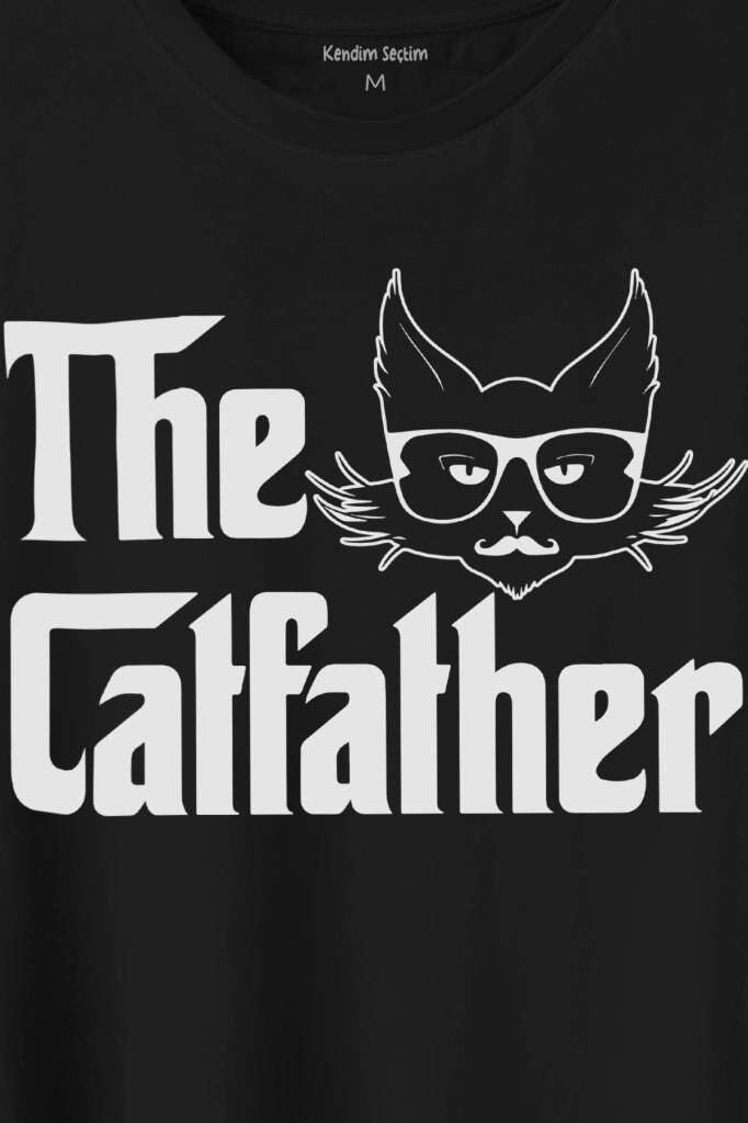 The Godfather Cat Father Catfather Baba Kedi Baskılı Tişört Unisex T-Shirt (1)