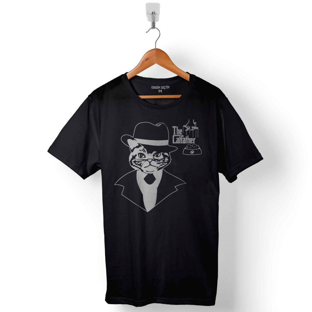 The Godfathera Catfather Kedi Baba Logo Baskılı Tişört Unisex T-Shirt - 1
