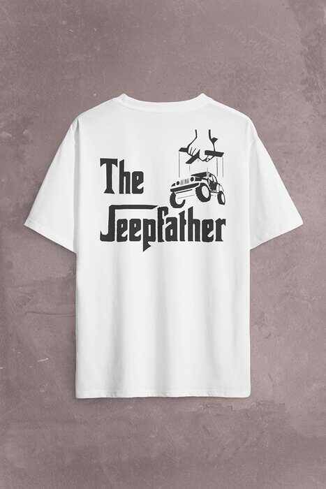 The Jeepfather Godfather Off Road Jeep Cip Sırt Ön Baskılı Oversize Tişört Unisex T-Shirt - 2