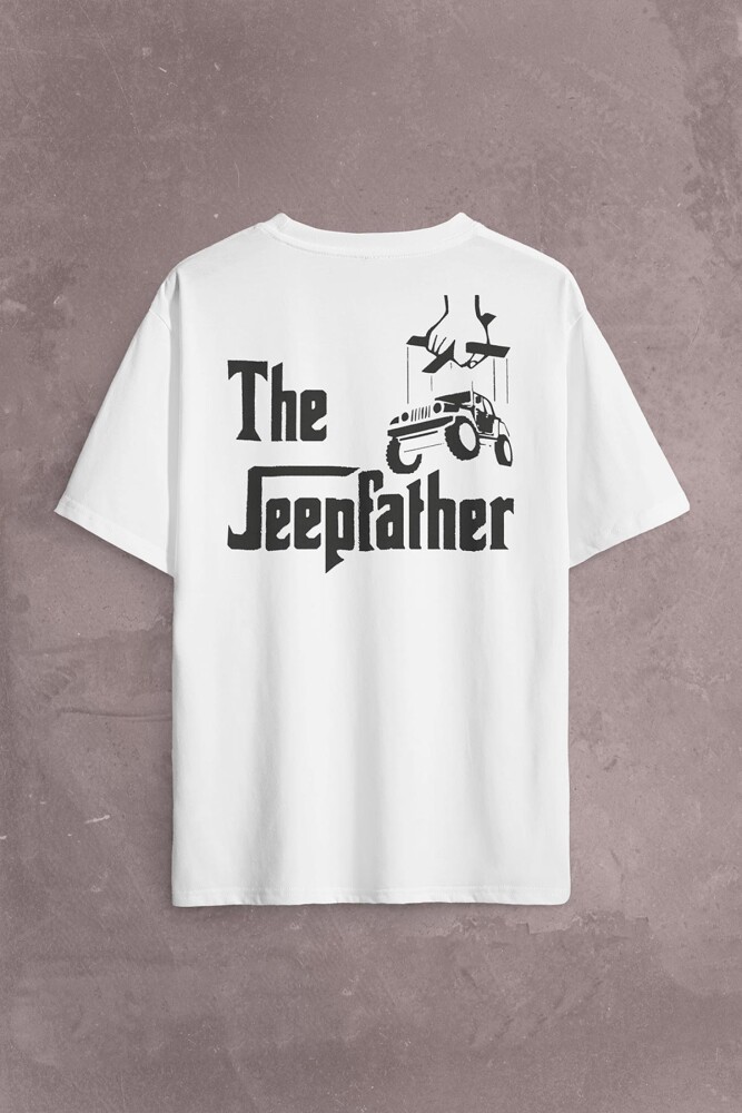 The Jeepfather Godfather Off Road Jeep Cip Sırt Ön Baskılı Oversize Tişört Unisex T-Shirt (1)