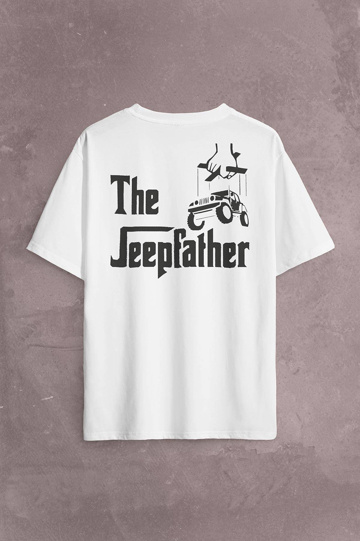 The Jeepfather Godfather Off Road Jeep Cip Sırt Ön Baskılı Oversize Tişört Unisex T-Shirt (1)