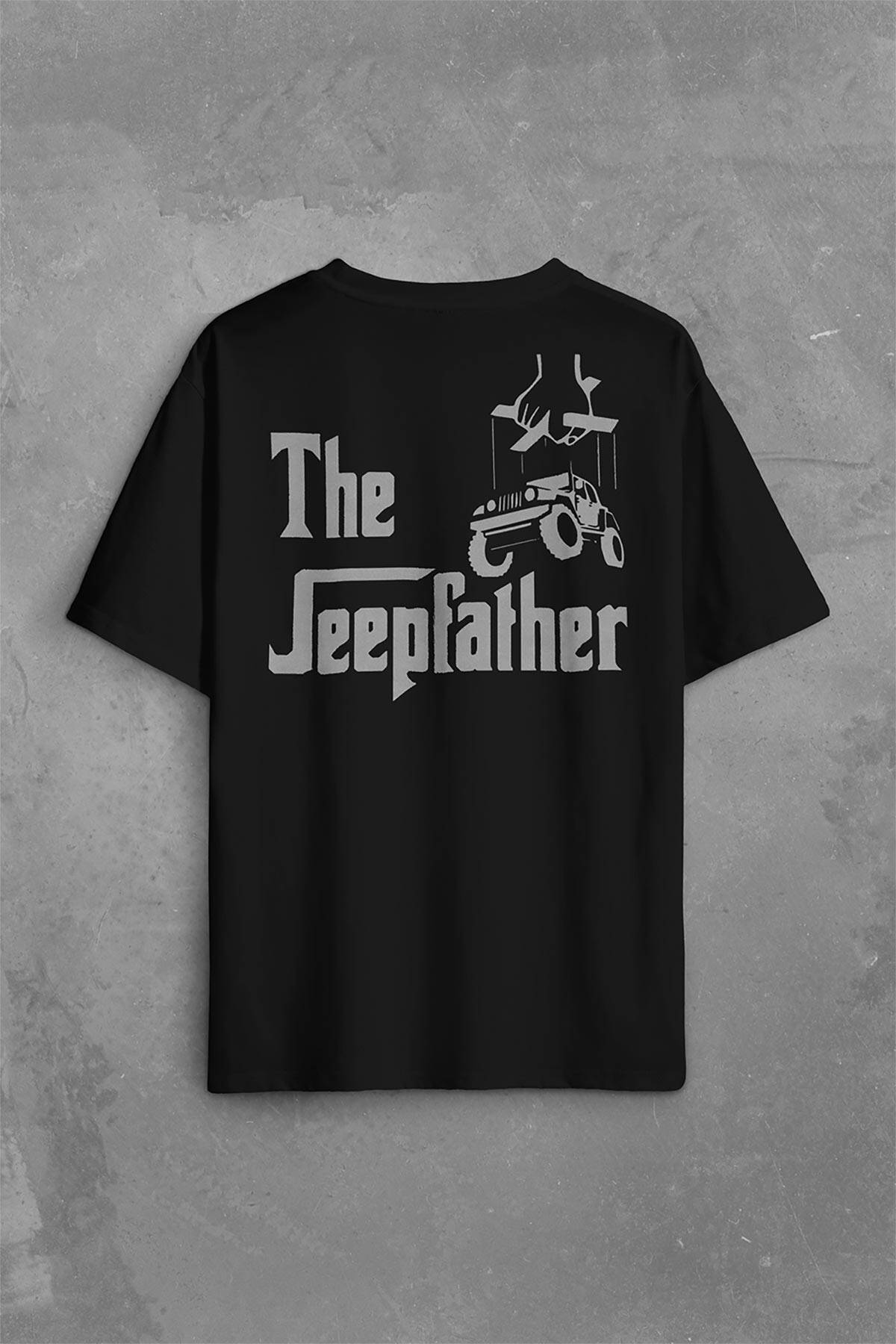 The Jeepfather Godfather Off Road Jeep Cip Sırt Ön Baskılı Oversize Tişört Unisex T-Shirt - 2