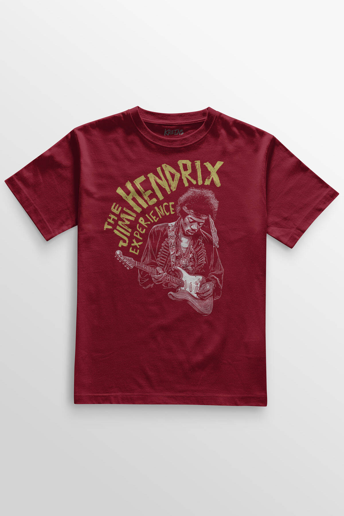 The Jimi Hendrix Experience Blues Rock Guitar Gitar Baskılı Tişört Bordo T-shirt - 2
