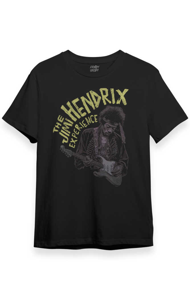The Jimi Hendrix Experience Blues Rock Guitar Gitar Baskılı Tişört Siyah T-shirt (1)