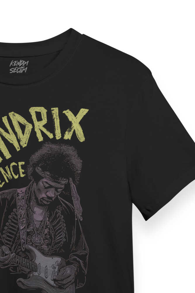 The Jimi Hendrix Experience Blues Rock Guitar Gitar Baskılı Tişört Siyah T-shirt - 3