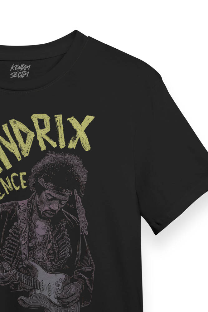 The Jimi Hendrix Experience Blues Rock Guitar Gitar Baskılı Tişört Siyah T-shirt - 3