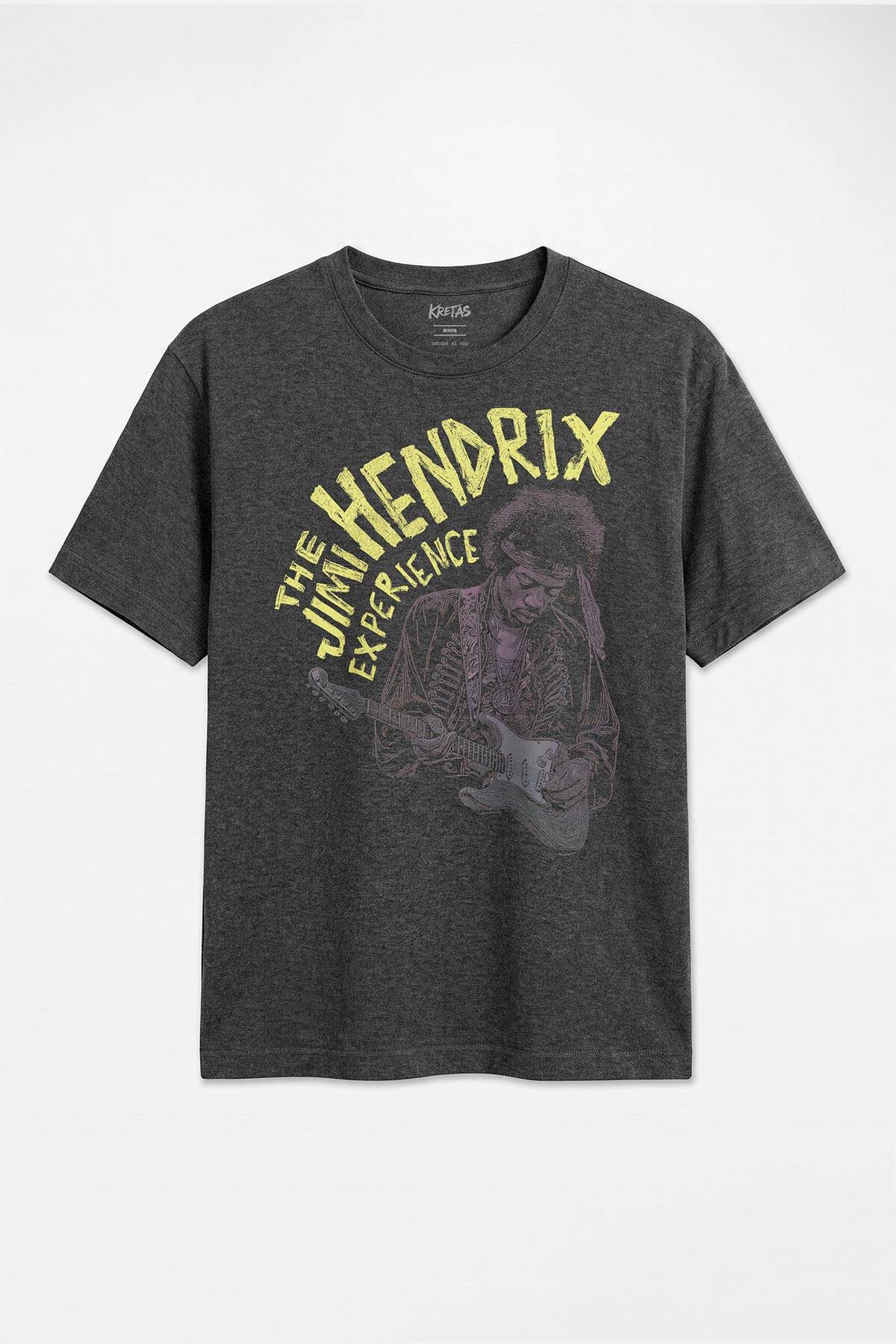 The Jimi Hendrix Experience Elektro Gitar Gitarist Psychedelic Rock Müzik Antrasit Melanj Tişört