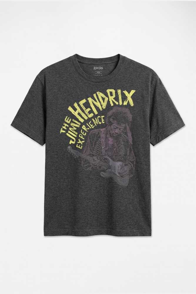 The Jimi Hendrix Experience Elektro Gitar Gitarist Psychedelic Rock Müzik Antrasit Melanj Tişört
