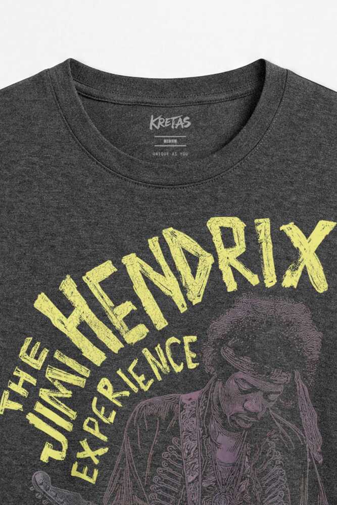 The Jimi Hendrix Experience Elektro Gitar Gitarist Psychedelic Rock Müzik Antrasit Melanj Tişört (1)