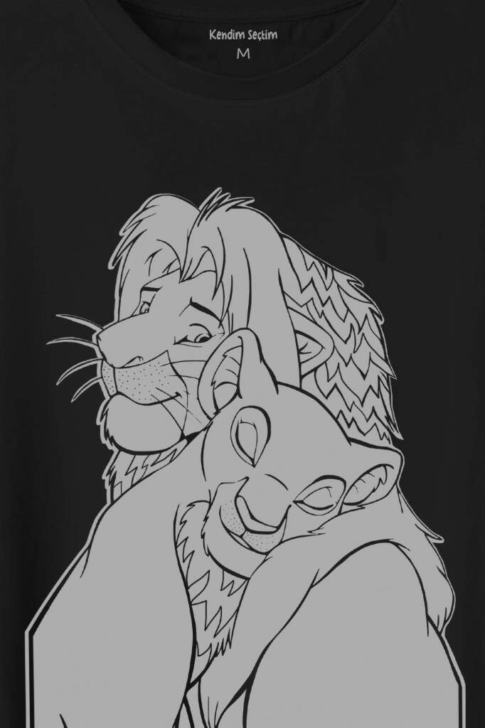 The Lion King Simba And Nala Beyaz Baskılı Tişört Unisex T-Shirt - 2