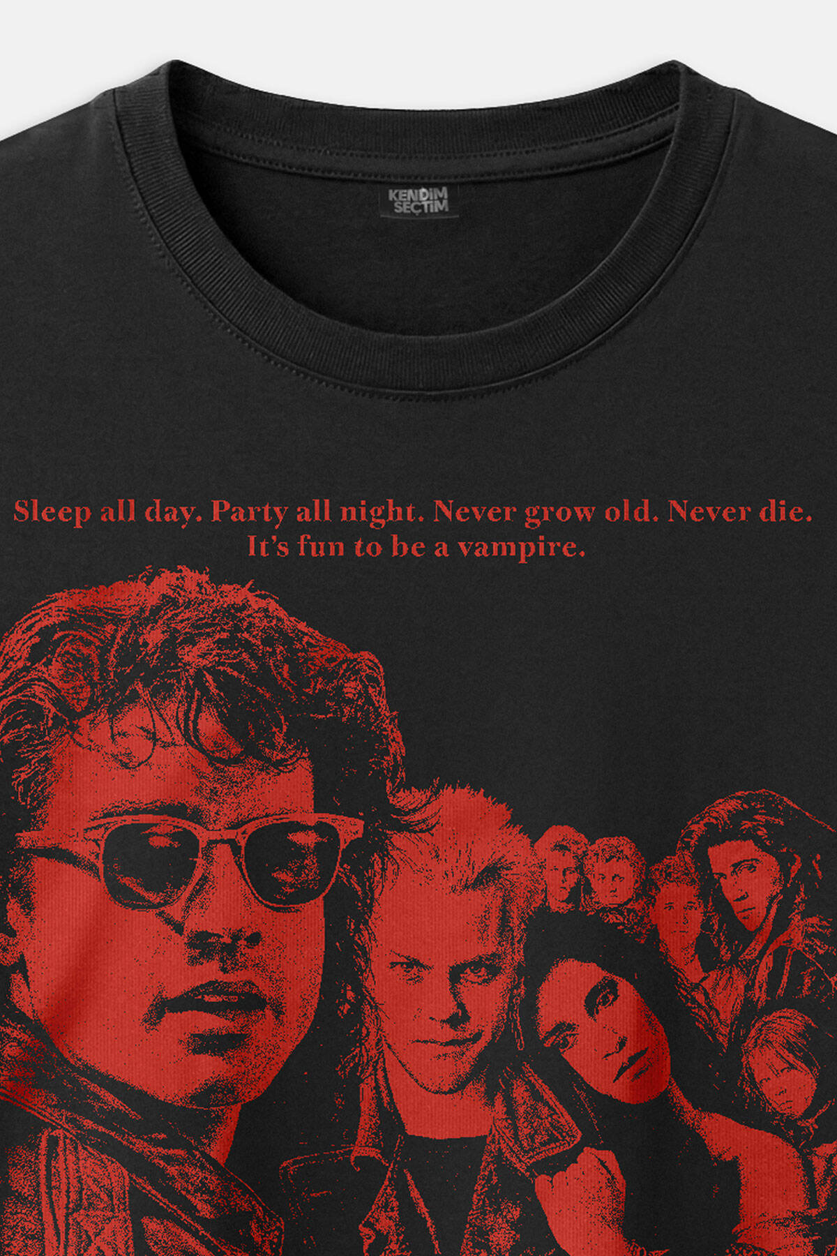 The Lost Boys Movie Sinema Vampir Film Baskılı Siyah Regular Fit Unisex Tişört (1)